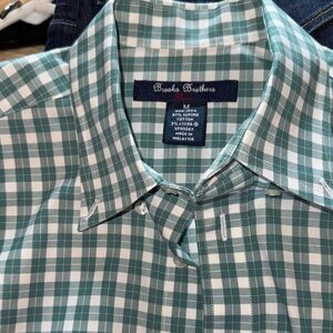 Brooks Brothers green Checkered button down, size medium